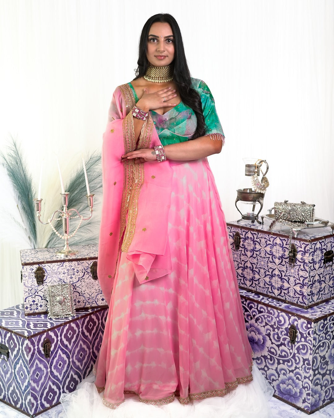 Pink and Green Watercolour Skirt