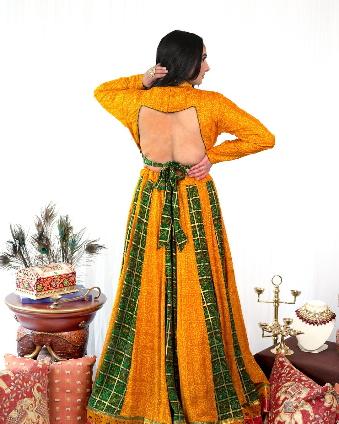 Yellow, Red, Green Panel Skirt
