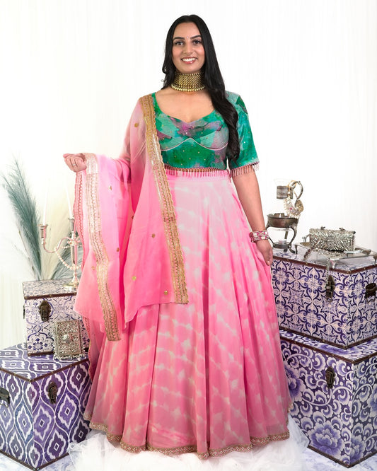 Pink and Green Watercolour Skirt