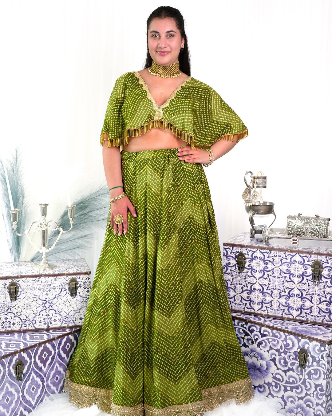 Green Ombre Cape and Skirt