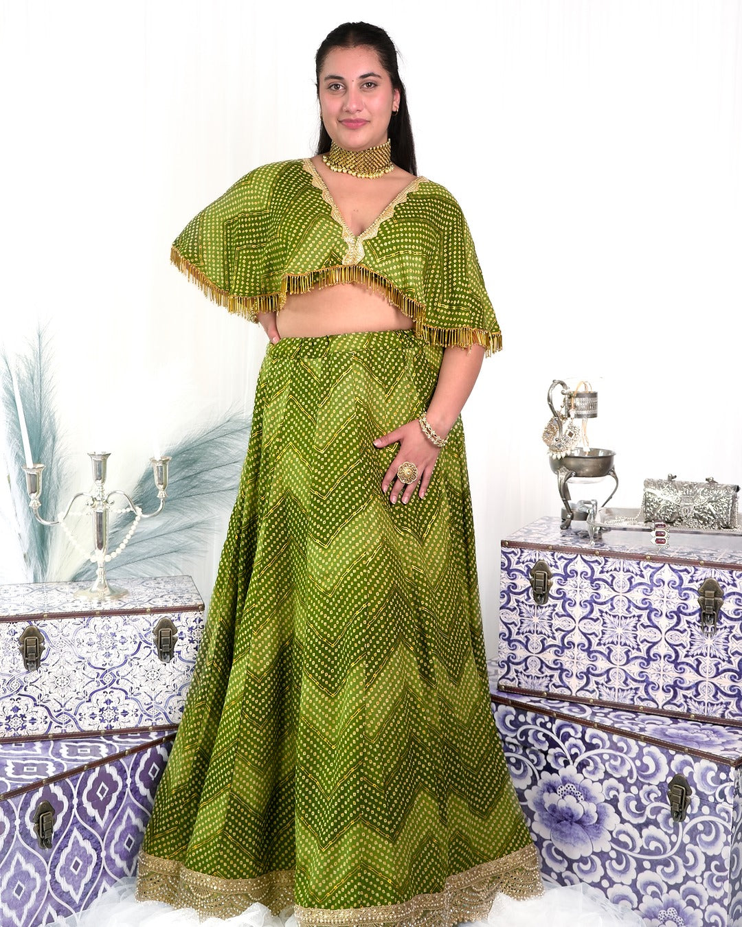 Green Ombre Cape and Skirt