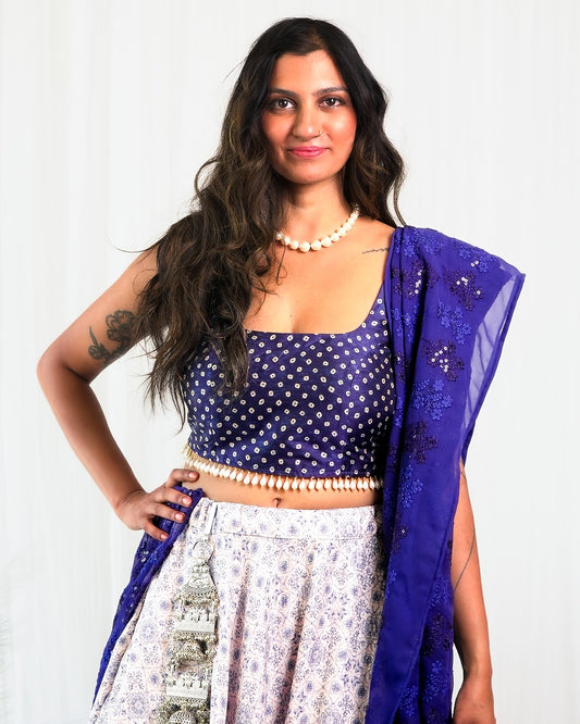 Blue Bandhani Ceramic Skirt
