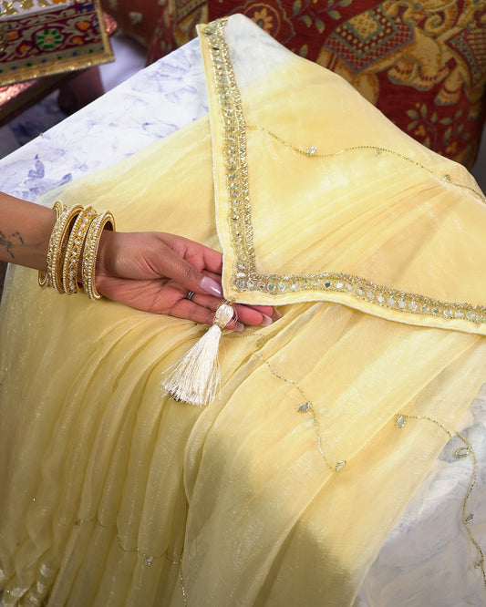 Golden-hued Organza Saree
