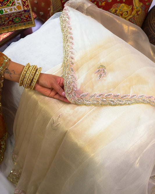 Blush Pink Organza Saree