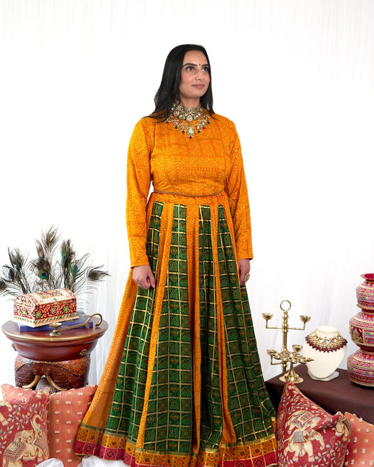 Yellow, Red, Green Panel Skirt