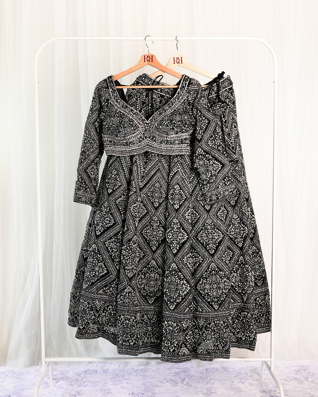 Black Pearl and Crystal Lengha